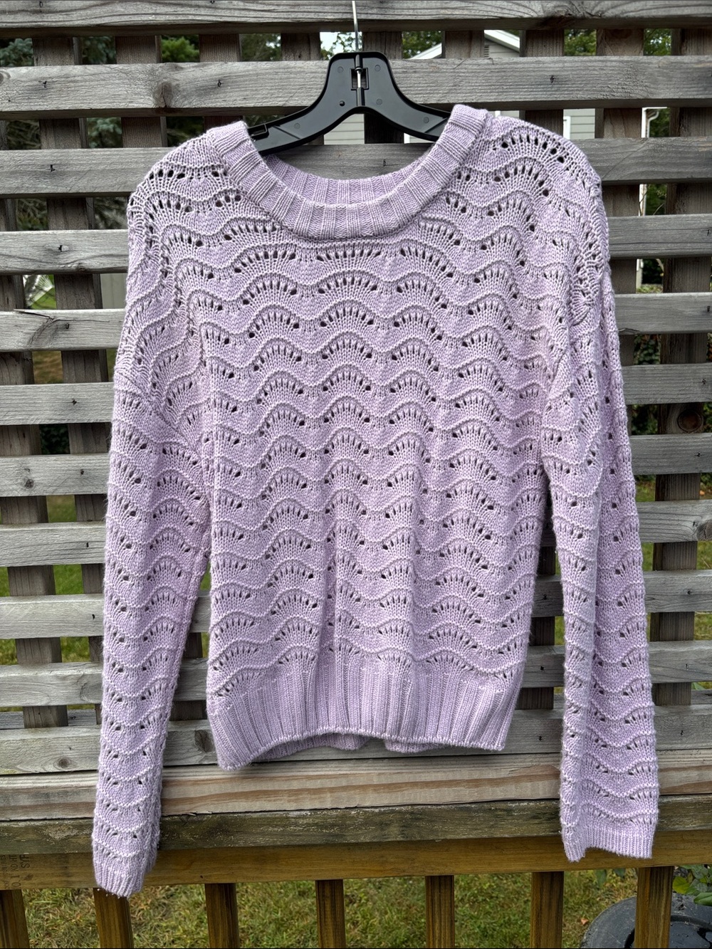 miami Lilac Open-Knit Crewneck Sweater